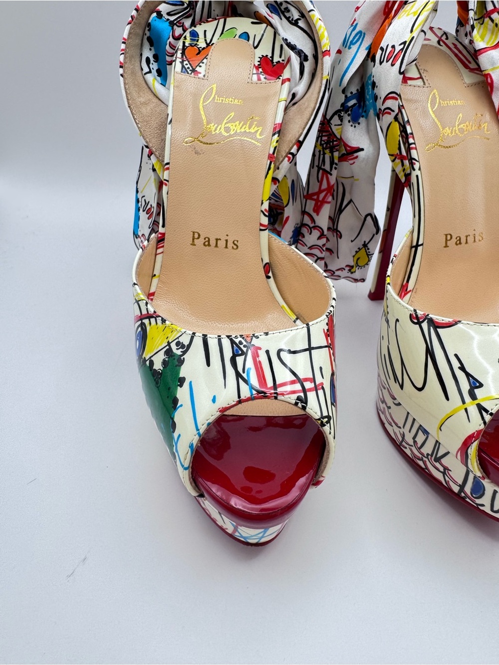 Christian Louboutin Jersey Loubitag Platform Bow Heels Pumps EU 36 - Picture 2 of 12